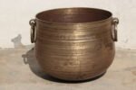 Antique Brass Hand Hammered Planter Pot – 1.7 ft wide Vintage Water Vessel Home Décor - Image 2