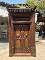 Magnificent 7.8 Feet Antique South Indian Wooden Door – Grand Hand-Carved Teak Wood Heritage Masterpiece for Luxurious Entrances - Image 11