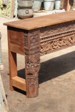 Traditional Large Wooden Console Table: 9 ft Reclaimed Teak Side Table Masterpiece - Image 7