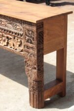 Traditional Large Wooden Console Table: 9 ft Reclaimed Teak Side Table Masterpiece - Image 8