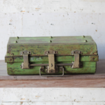 Antique British 1920s Metal Traveling Trunks for Export with Brass Hardware by T. Wilkes & Sons