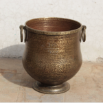Elegant Antique Brass Planter (Ganglam) – 17 Inch Premium Vintage Decorative Brass Vase