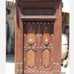 Magnificent 7.8 Feet Antique South Indian Wooden Door – Grand Hand-Carved Teak Wood Heritage Masterpiece for Luxurious Entrances