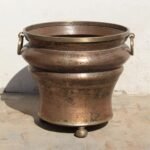 Antique Brass Ganglam Planter: Large 25-Inch Vintage Hand-Hammered Vessel