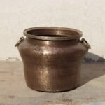 Antique Brass Ganglam Planter: Majestic 19-Inch Vintage Hand-Hammered Masterpiece Vessel