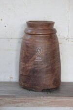 Antique Solid Wood Ghee Pot – 49x31cm – Wooden Decorative Vases - Image 2