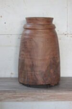 Antique Solid Wood Ghee Pot – 49x31cm – Wooden Decorative Vases - Image 3