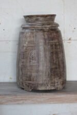 Antique Solid Wood Ghee Pot – 56x38 cm– Wooden Decorative Vases - Image 2