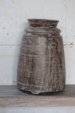 Antique Solid Wood Ghee Pot – 56x38 cm– Wooden Decorative Vases - Image 3
