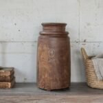 Antique Solid Wood Ghee Pot - 50x27cm - Wooden Decorative Vases