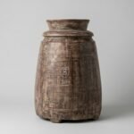 Antique Solid Wood Ghee Pot – 56x38 cm– Wooden Decorative Vases