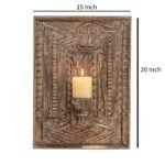 Hand-Carved Wooden Wall Candle Sconce - Eclectic Wall Art Decor [20 x 15 inch]