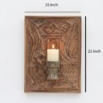Magnificent Hand Carved Wooden Wall Candle Sconce - Eclectic Wall Art Decor [21 x 15 inch]
