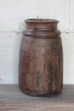 Antique Solid Wood Ghee Pot - 50x27cm - Wooden Decorative Vases - Image 3