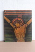 Rare Antique Jesus Christ Painting on Teak Wood | Vintage Christian Wall Art | Handcrafted Sacred Collectible Décor - Image 2