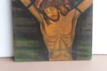 Rare Antique Jesus Christ Painting on Teak Wood | Vintage Christian Wall Art | Handcrafted Sacred Collectible Décor - Image 4