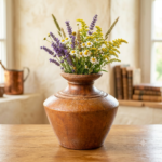 Authentic Traditional Chettinad Style Clay Flower Pot – Handcrafted Rustic Home Décor Collectible