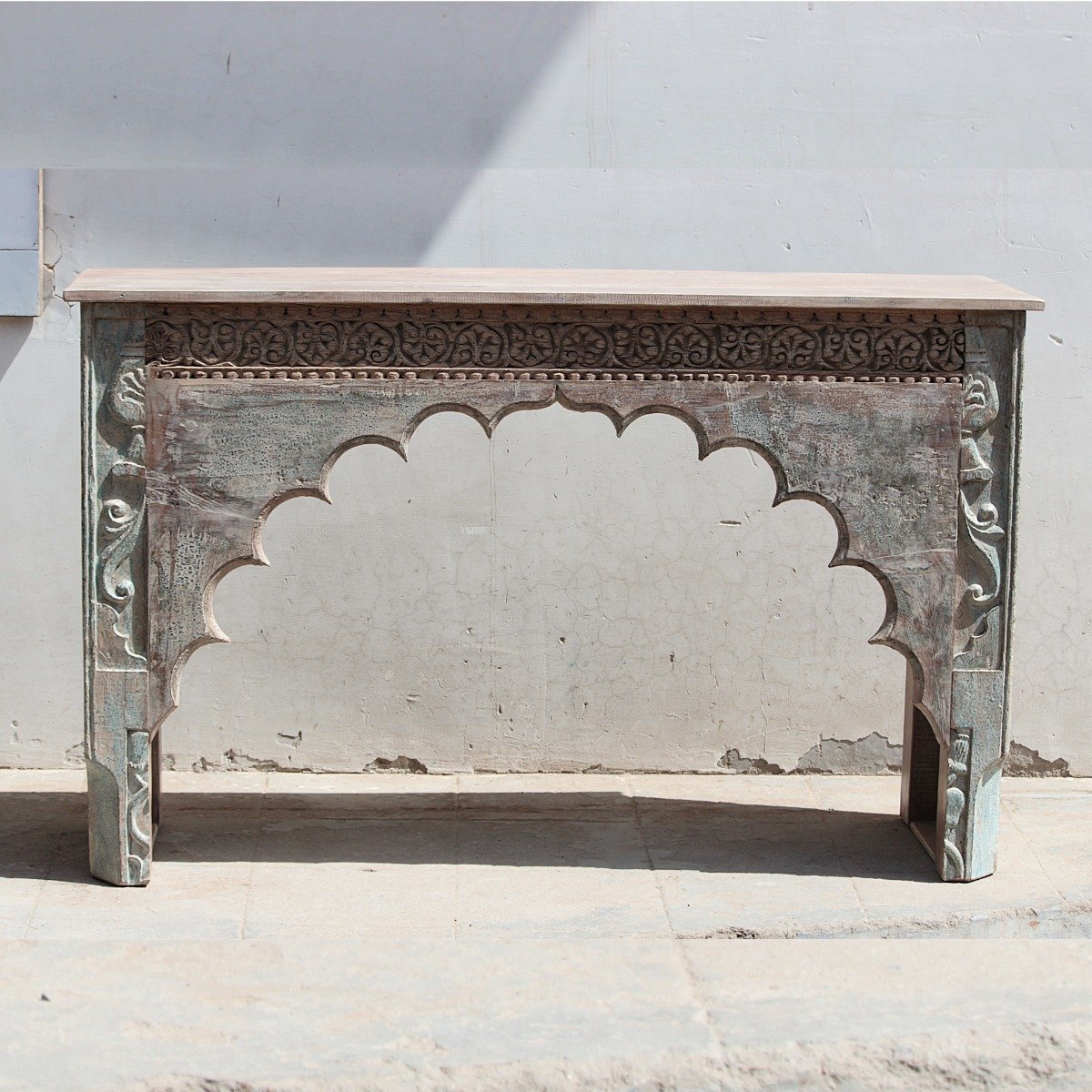 Untitled - March 26, 2026 at 10.11.00 (20) Traditional Antique Reclaimed Wood Console Table – Carved Side Table - Image 1