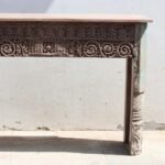 Traditional Antique Reclaimed Wood Console Table – Carved Side Table - Image 2