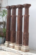 Premium Solid Teak Wood Columns Set of 4 | Elegant Handcrafted Decorative Pillars for Home Décor - Image 8