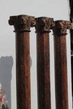 Majestic Set of 3 Handcrafted 8.6 Feet Long Teak Wood Pillars – Luxury Wooden Architectural Columns - Image 5