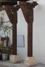 Premium 9.5 Feet Teak Wood Pillars Set of 2 – Handcrafted Durable Decorative Wooden Columns - Image 9