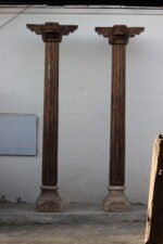 Premium Solid 9 Feet Teak Wood Columns Set of 2 – Handcrafted Decorative Wooden Pillars for Home Décor - Image 2