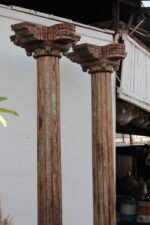 Premium Solid 9 Feet Teak Wood Columns Set of 2 – Handcrafted Decorative Wooden Pillars for Home Décor - Image 6