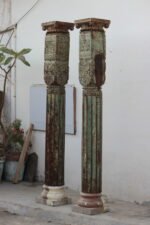 Premium Solid 7 Feet Teak Wood Columns Set of 2 – Handcrafted Decorative Wooden Pillars for Home Décor - Image 7