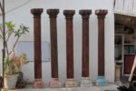 Premium Solid Teak Wood Columns Set of 5 – Handcrafted Decorative Wooden Pillars for Home Décor - Image 2