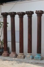 Premium Solid Teak Wood Columns Set of 5 – Handcrafted Decorative Wooden Pillars for Home Décor - Image 6