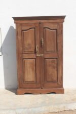 Handcrafted Teak Wood Cabinet – Vintage Storage Cupboard with Brass Hardware - Image 2