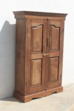 Handcrafted Teak Wood Cabinet – Vintage Storage Cupboard with Brass Hardware - Image 3