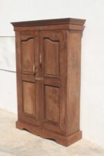 Handcrafted Teak Wood Cabinet – Vintage Storage Cupboard with Brass Hardware - Image 4