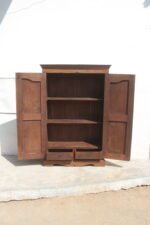 Handcrafted Teak Wood Cabinet – Vintage Storage Cupboard with Brass Hardware - Image 5
