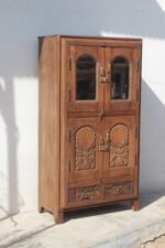Your Home Vintage Hand-Carved Wooden Storage Cabinet with Glass Doors & 2 Drawers - Image 3