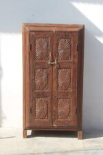 Vintage Wooden Sunflower Carved Cabinet - Hand-Carved Vintage Indian Masterpiece - Image 2