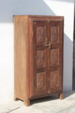 Vintage Wooden Sunflower Carved Cabinet - Hand-Carved Vintage Indian Masterpiece - Image 3