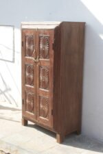 Vintage Wooden Sunflower Carved Cabinet - Hand-Carved Vintage Indian Masterpiece - Image 4