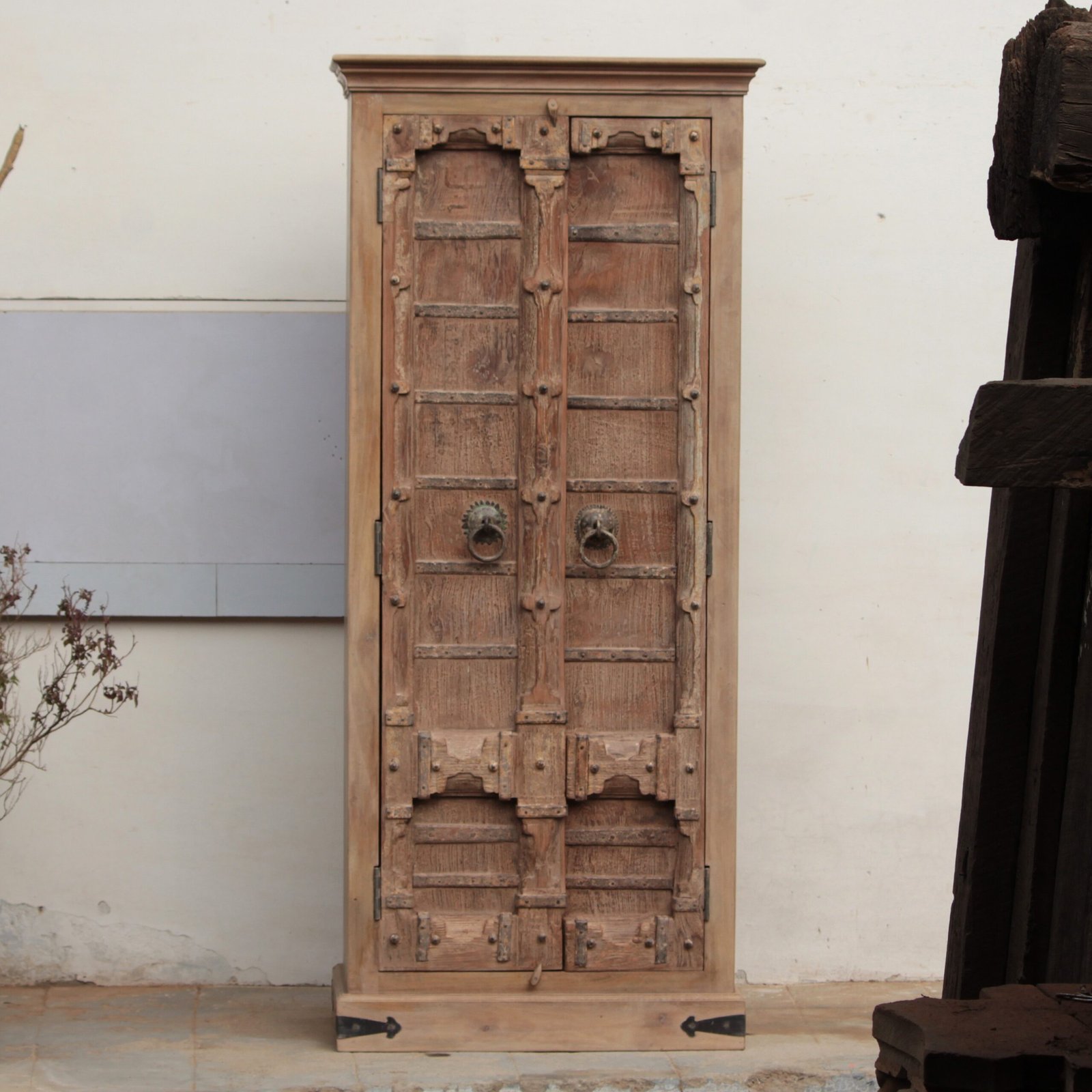T-298 (2) Whitewashed Old Door Wooden Cabinet – Handcrafted Reclaimed Wood Storage - Image 1