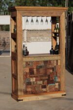 Wooden Bar Counter - Handcrafted Vintage Bar Cabinet - Image 2