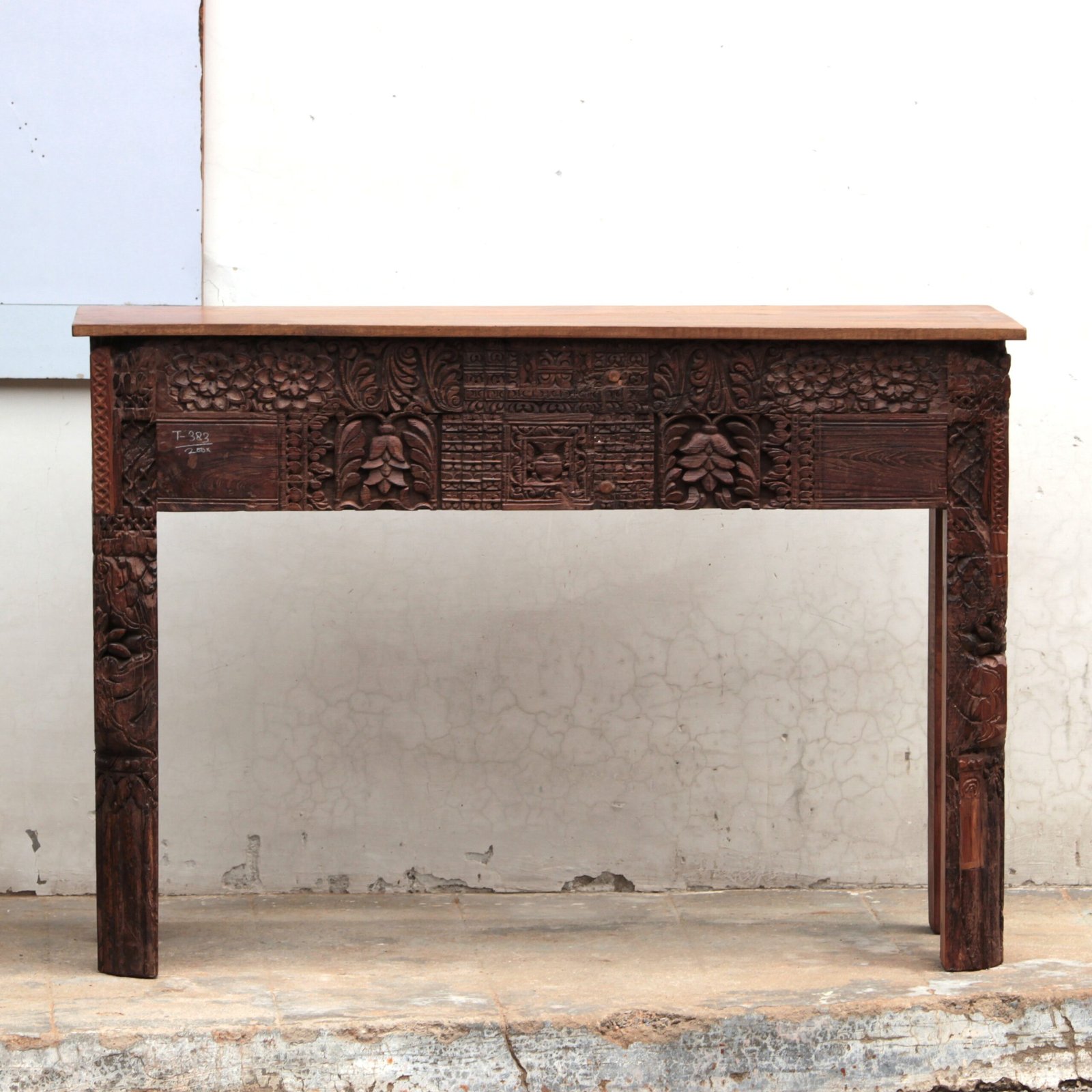 T-383 (1) Exquisite Antique Reclaimed Wood Console Table | A Magnificent Handcrafted Statement - Image 1