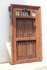 Large Vintage Hardwood Window with Ornate Iron Grill | Decorative and Functional Window - Image 4