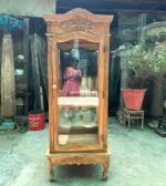 Elegant Vintage Hand-Carved Wooden Display Cabinet | Architectural Glass Showcase - Image 2
