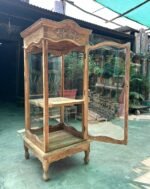 Elegant Vintage Hand-Carved Wooden Display Cabinet | Architectural Glass Showcase - Image 3