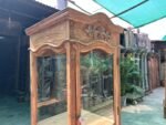 Elegant Vintage Hand-Carved Wooden Display Cabinet | Architectural Glass Showcase - Image 5