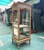 Elegant Vintage Hand-Carved Wooden Display Cabinet | Architectural Glass Showcase - Image 7