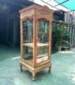 Elegant Vintage Hand-Carved Wooden Display Cabinet | Architectural Glass Showcase - Image 8