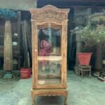 Elegant Vintage Hand-Carved Wooden Display Cabinet | Architectural Glass Showcase
