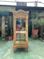 Elegant Vintage Hand-Carved Wooden Display Cabinet | Architectural Glass Showcase